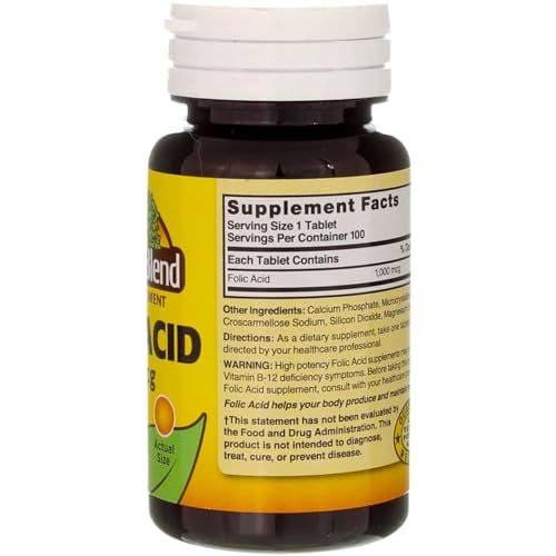 Swanson Folsäure 1000 mcg, 100 Tabletten – Hochdosiertes Vitamin B9 zur Unterstützung der Zellteilung und Schwangerschaft