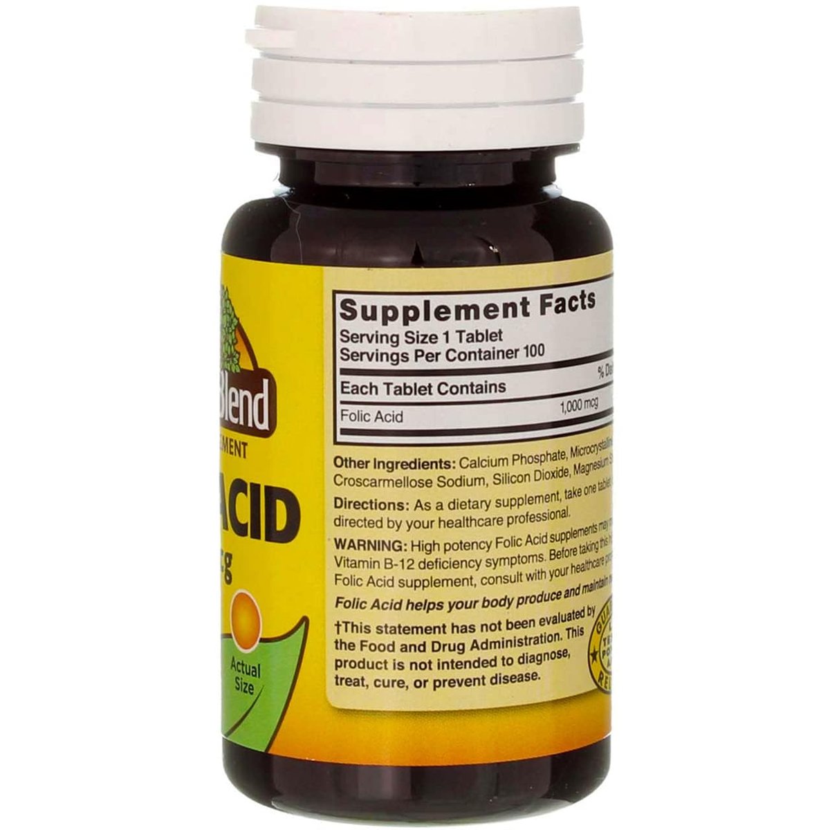 Swanson Folsäure 1000 mcg, 100 Tabletten – Hochdosiertes Vitamin B9 zur Unterstützung der Zellteilung und Schwangerschaft