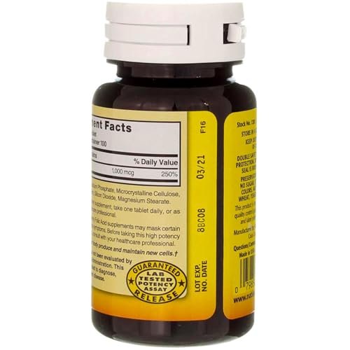 Swanson Folsäure 1000 mcg, 100 Tabletten – Hochdosiertes Vitamin B9 zur Unterstützung der Zellteilung und Schwangerschaft