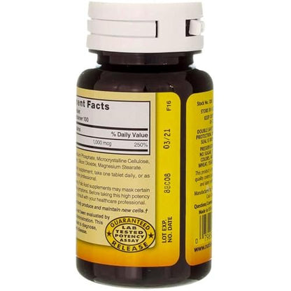Swanson Folsäure 1000 mcg, 100 Tabletten – Hochdosiertes Vitamin B9 zur Unterstützung der Zellteilung und Schwangerschaft