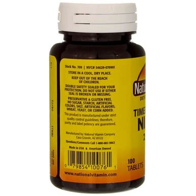 Nature's Blend Niacin Timed Release 250 mg – 100 Tabletten – Vitamin B3 zur Unterstützung des Energiestoffwechsels