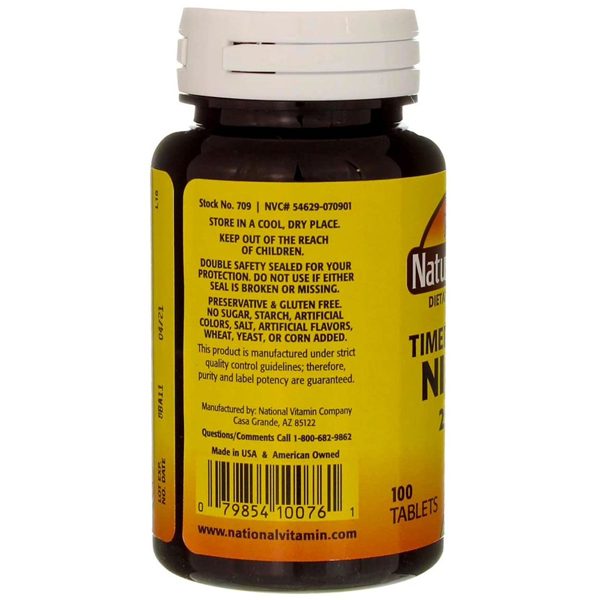 Nature's Blend Niacin Timed Release 250 mg – 100 Tabletten – Vitamin B3 zur Unterstützung des Energiestoffwechsels