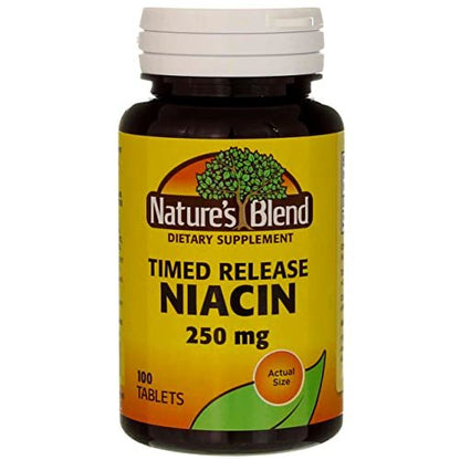 Nature's Blend Niacin Timed Release 250 mg – 100 Tabletten – Vitamin B3 zur Unterstützung des Energiestoffwechsels