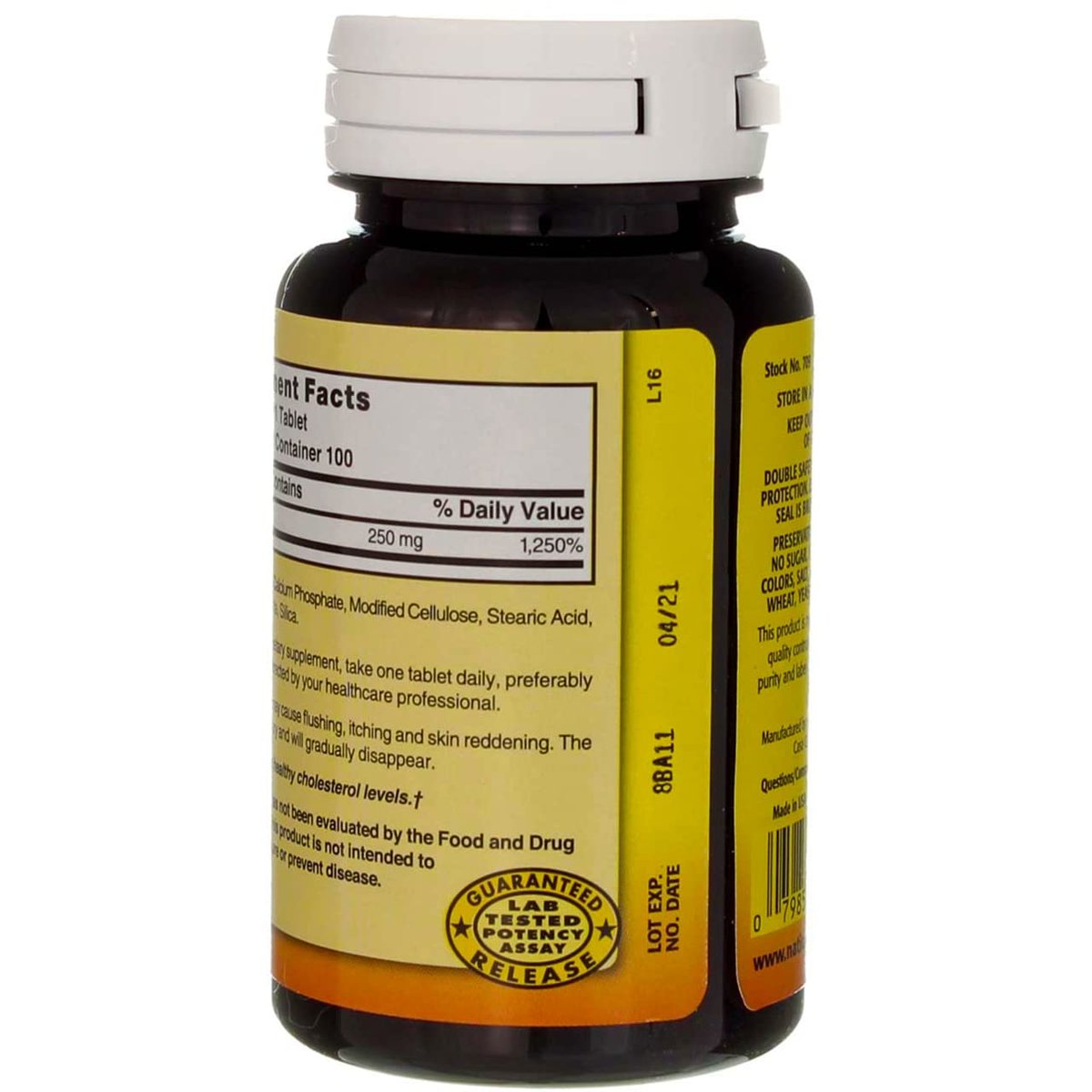 Nature's Blend Niacin Timed Release 250 mg – 100 Tabletten – Vitamin B3 zur Unterstützung des Energiestoffwechsels