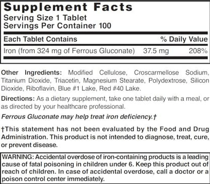 Nature's Blend Ferrous Gluconat-Tabletten, 100 Stück – Hochwertiges Eisenpräparat zur Unterstützung der Blutbildung