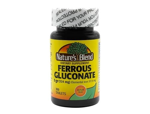 Nature's Blend Ferrous Gluconat-Tabletten, 100 Stück – Hochwertiges Eisenpräparat zur Unterstützung der Blutbildung