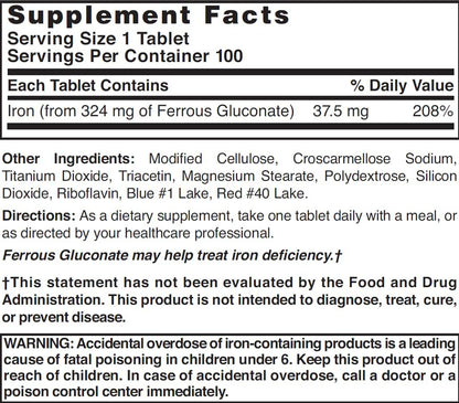 Nature's Blend Ferrous Gluconat-Tabletten, 100 Stück – Hochwertiges Eisenpräparat zur Unterstützung der Blutbildung