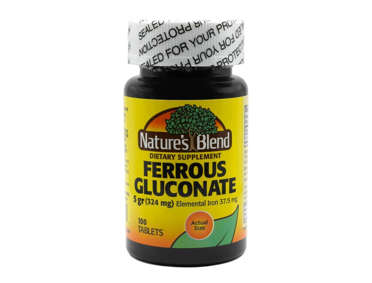 Nature's Blend Ferrous Gluconat-Tabletten, 100 Stück – Hochwertiges Eisenpräparat zur Unterstützung der Blutbildung