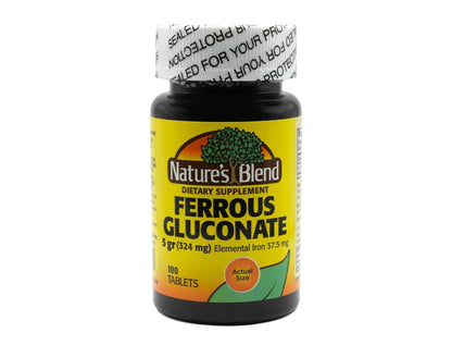 Nature's Blend Ferrous Gluconat-Tabletten, 100 Stück – Hochwertiges Eisenpräparat zur Unterstützung der Blutbildung
