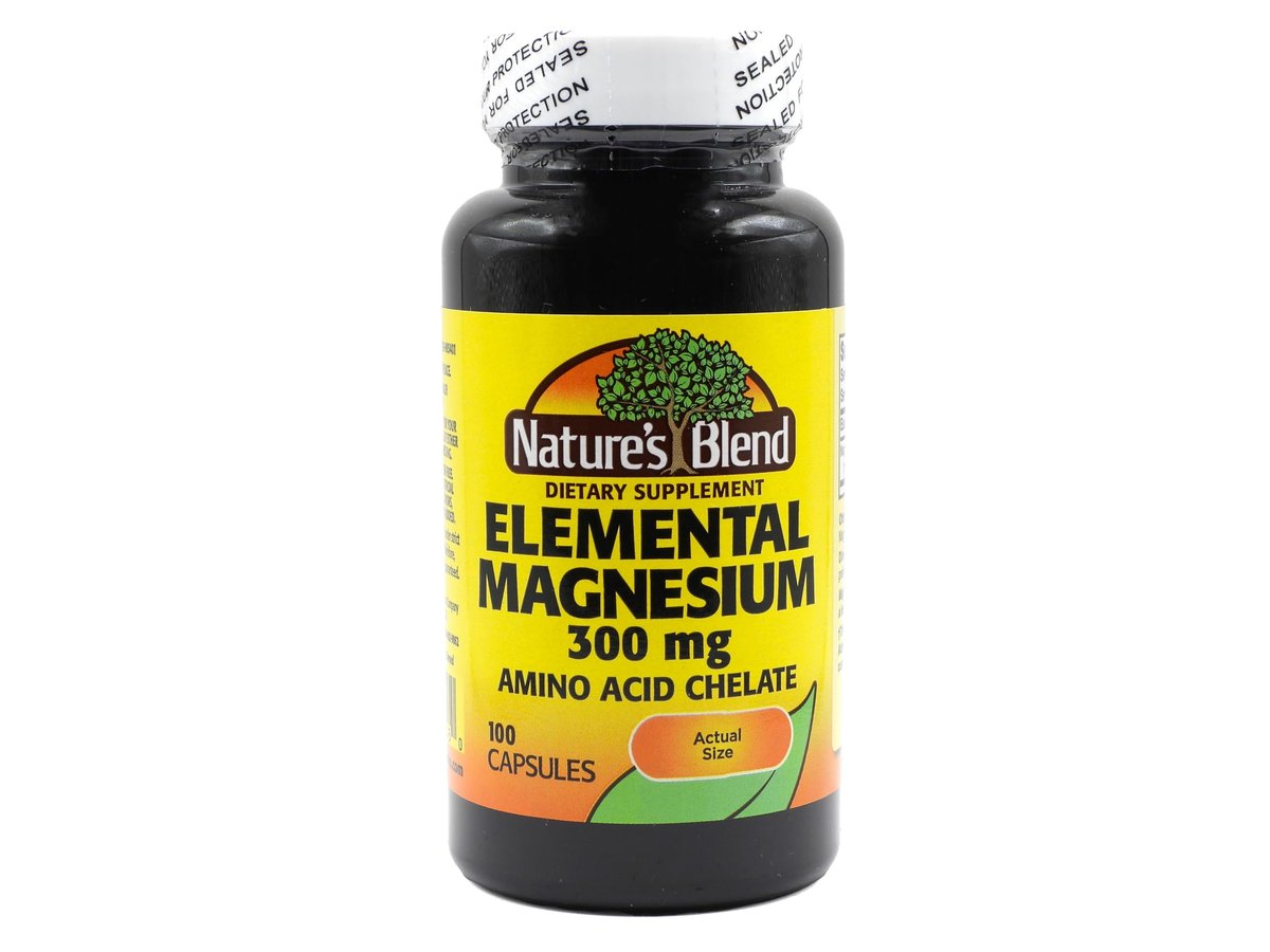 Nature's Blend Elementares Magnesium Aminosäurechelat 300 mg, 100 Kapseln