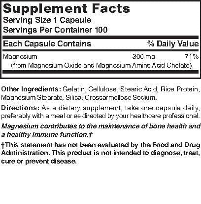 Nature's Blend Elementares Magnesium Aminosäurechelat 300 mg, 100 Kapseln
