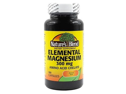 Nature's Blend Elementares Magnesium Aminosäurechelat 300 mg, 100 Kapseln