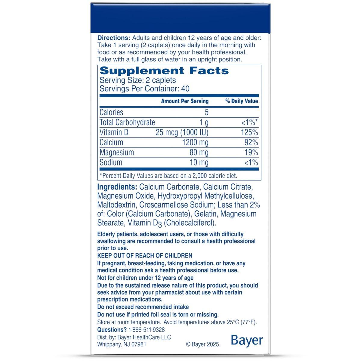 Citracal Slow Release – Calcium 1200 mg mit Vitamin D3, Magnesium, Kalziumpräparat, Unterstützung der Knochengesundheit, einmal täglich einzunehmende Kapsel, 80 Stück