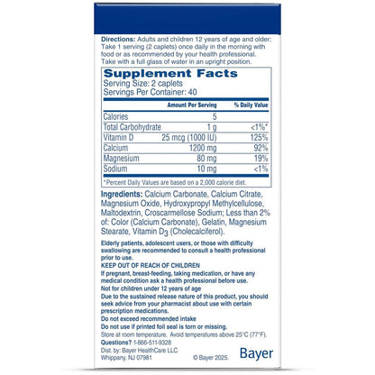 Citracal Slow Release – Calcium 1200 mg mit Vitamin D3, Magnesium, Kalziumpräparat, Unterstützung der Knochengesundheit, einmal täglich einzunehmende Kapsel, 80 Stück