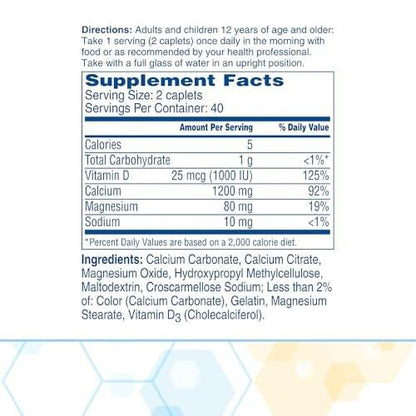 Citracal Slow Release – Calcium 1200 mg mit Vitamin D3, Magnesium, Kalziumpräparat, Unterstützung der Knochengesundheit, einmal täglich einzunehmende Kapsel, 80 Stück