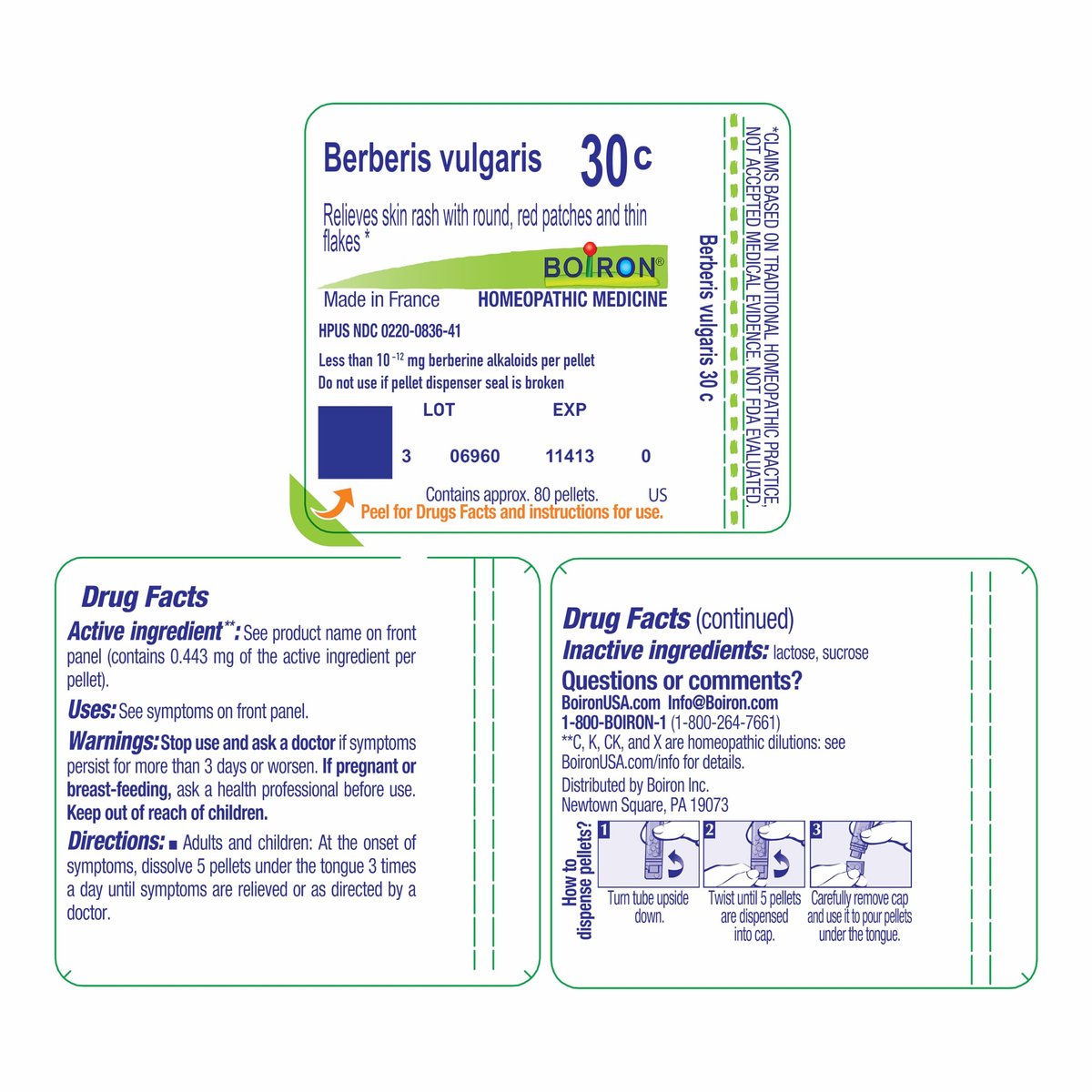 Boiron Berberis Vulgaris 30C – Homöopathisches Einzelmittel, 1 Tube (80 Kügelchen)