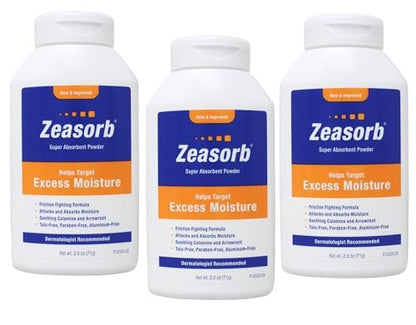 Zeasorb Puder 2,5 Unzen (3er-Pack) – Fußpuder gegen Schweiß und Geruch