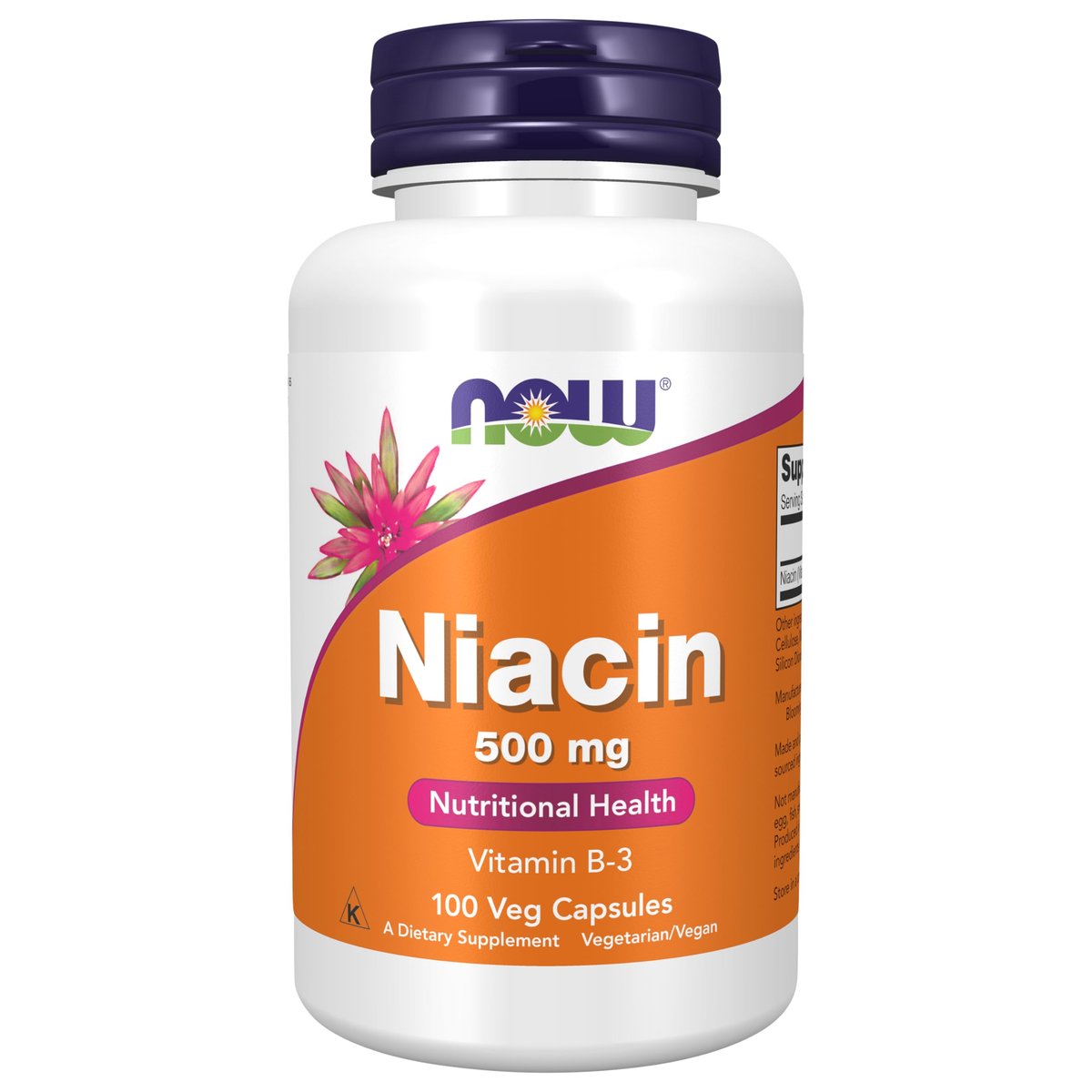 NOW Foods Niacin (Vitamin B-3) 500 mg – 100 Kapseln, essentielles B-Vitamin für Energie & Nervensystem