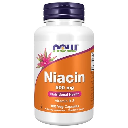 NOW Foods Niacin (Vitamin B-3) 500 mg – 100 Kapseln, essentielles B-Vitamin für Energie & Nervensystem