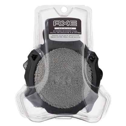 AXE Männer Duschpeeling-Werkzeug, 2-seitiger Detailer, graue Farbe, Mesh-Seite zum Aufschäumen, Peeling für trockene, raue Haut