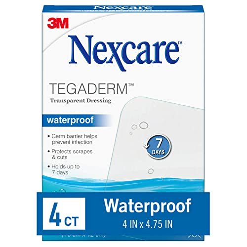 Nexcare Tegaderm Wasserdichter transparenter Verband – schmutz- und keimdicht, schützt vor kleinen Verbrennungen, Schürfwunden, Schnitten, Blasen und Abschürfungen, 10,2 x 12,1 cm, 4 Stück