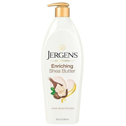 Jergens Shea Butter Hand- und Körperlotion, Tiefenpflege-Feuchtigkeitscreme, 3x strahlendere Haut, mit reiner Sheabutter, dermatologisch getestet, 750 ml