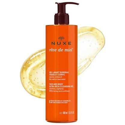 Nuxe Rêve de Miel Ultra-reichhaltiges Duschgel mit Honig und Glycerin – Sanfte Reinigung für trockene und empfindliche Haut, 400 ml