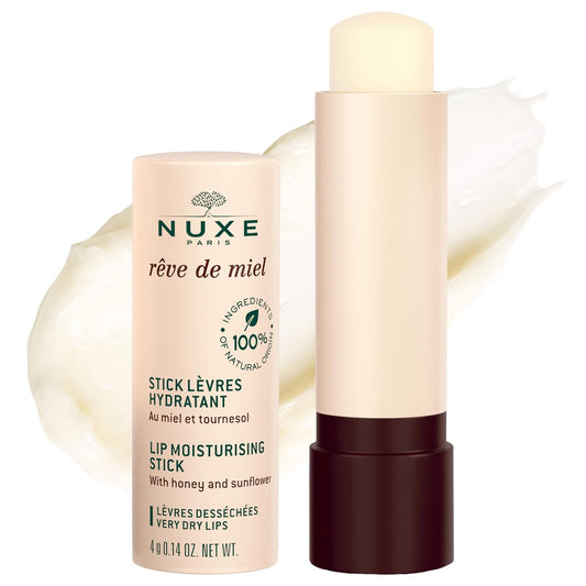 NUXE Rêve de Miel Lippenbalsam mit Sheabutter und Vitamin E – 100% natürlicher, organischer Lippenfeuchtigkeitsspender für rissige & trockene Lippen, 0,14 Unzen
