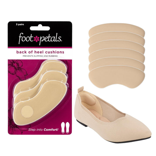 Foot Petals Damen Fersenpolster, Fersenschutz, Komfortable Fersenauflage für Schmerzlinderung und Passform, 3 Paar, Butterblume