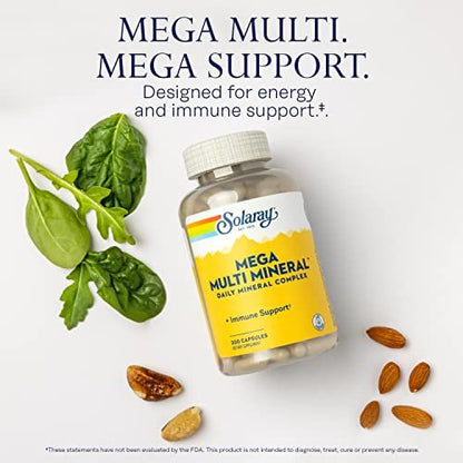 Solaray Mega Multi Mineral | 200 Kapseln | Hochdosiertes Mineralpräparat