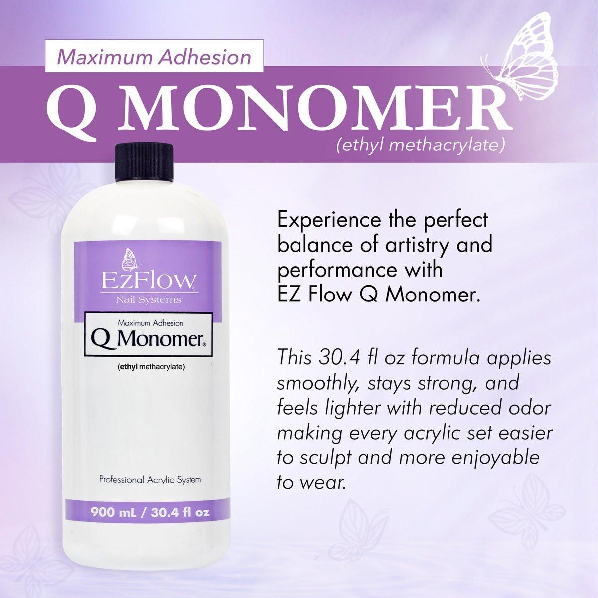 Ez Flow Q Monomer Acryl-Flüssigkeit für Nägel – Maximale Haftung, Vergilbungsschutz, DIY Salon & Zuhause, 30,4 Fl Oz