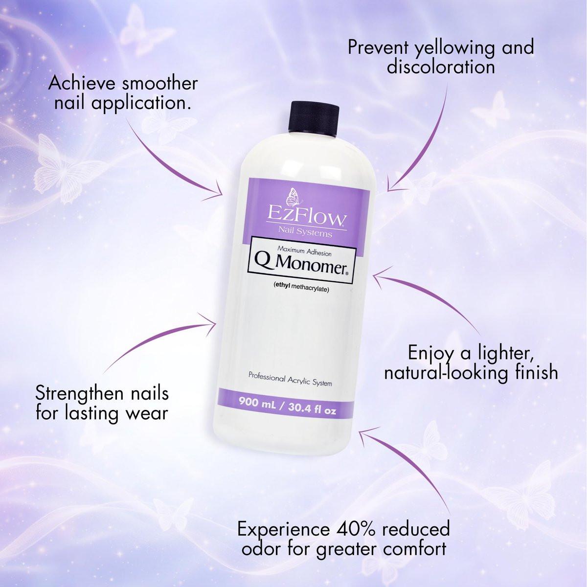Ez Flow Q Monomer Acryl-Flüssigkeit für Nägel – Maximale Haftung, Vergilbungsschutz, DIY Salon & Zuhause, 30,4 Fl Oz