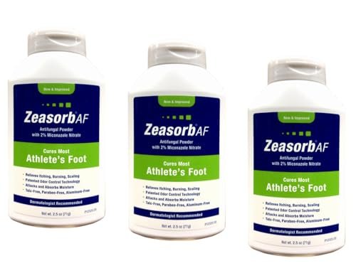 Zeasorb-AF Super Absorbierendes Antimykotikum-Puder 2,5 Unzen (3er-Pack) – Fußpilz-Behandlung