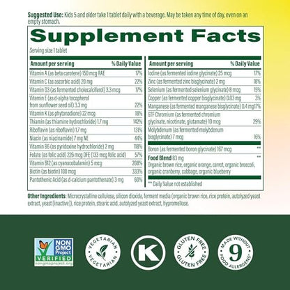 MegaFood Kinder Multivitamin Täglich – Praktisches Mini-Multivitamin für Kinder mit Zink, Vitamin C, B & D – Vegetarisch, Glutenfrei, Nicht-GVO – 30 Tabletten, 30 Portionen
