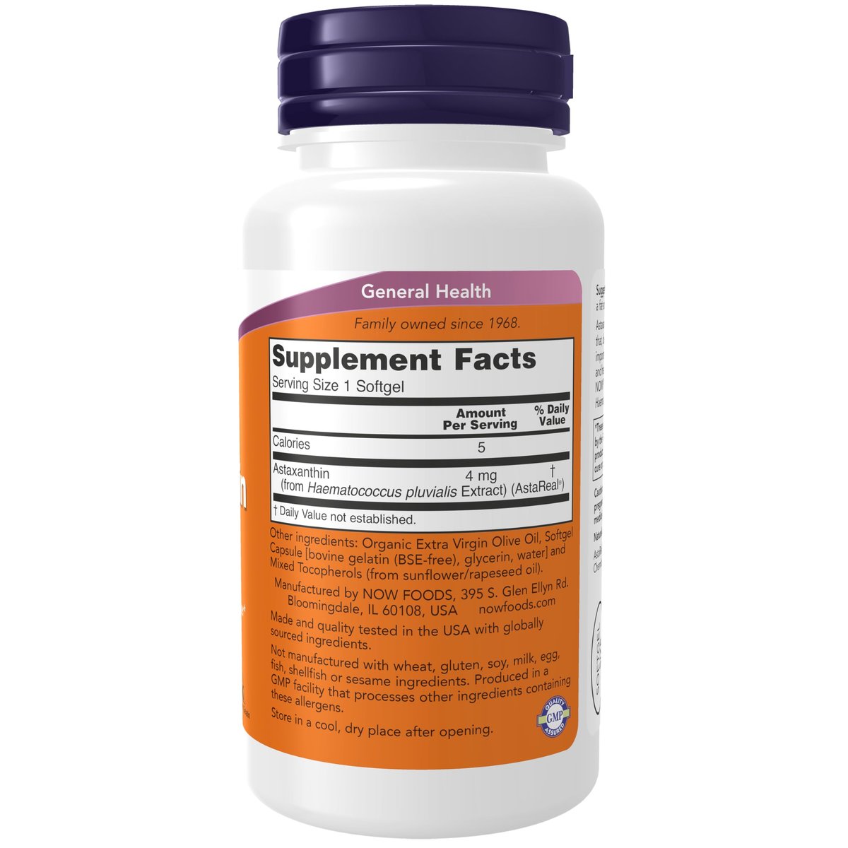 NOW Foods Astaxanthin 4 mg – 90 Weichkapseln – Aus Nicht-GMO Haematococcus Pluvialis Mikroalgen mit Natürlichem Lutein, Canthaxanthin und Beta-Carotin