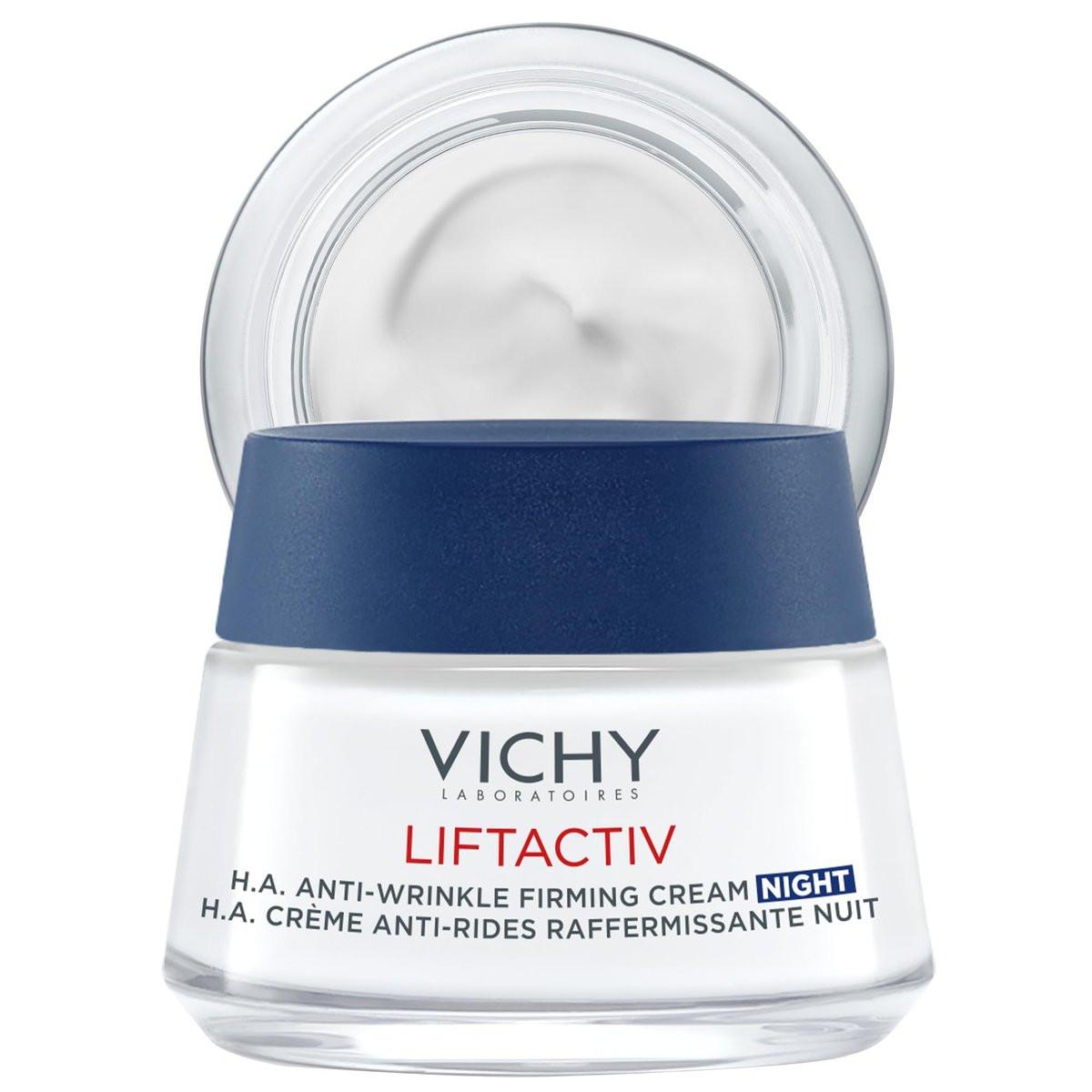 Vichy LiftActiv Supreme Nachtcreme, Anti-Aging Gesichtscreme mit Vitamin C und Rhamnose zur Straffung und Aufhellung, geeignet für empfindliche Haut