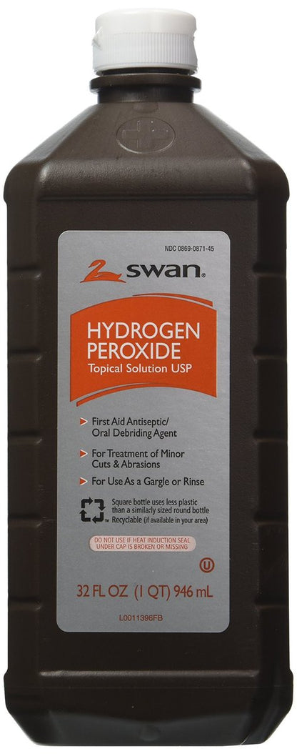 Swan Wasserstoffperoxid 3% Lösung 2 x 946 ml (32 Unzen) – Antiseptikum für Wundreinigung