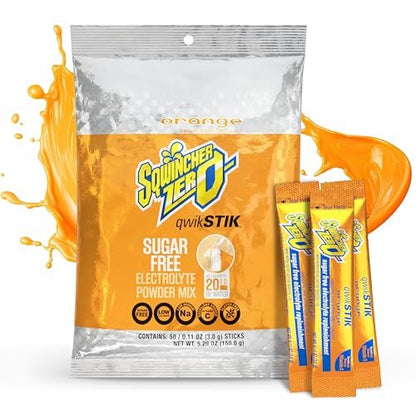 Sqwincher Zero Qwik Stik Orange – Zuckerfreies Elektrolyt-Pulver, 50 Portionen à 0,11 oz