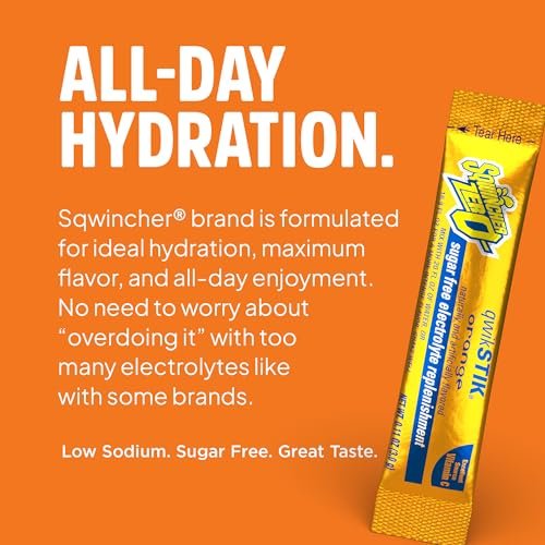 Sqwincher Zero Qwik Stik Orange – Zuckerfreies Elektrolyt-Pulver, 50 Portionen à 0,11 oz