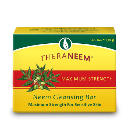 TheraNeem Neemöl-Reinigungsseife für empfindliche Haut – Körperwaschseife für Damen & Herren, mit Bio-Oliven-, Kokos-, Palm- und Jojobaölen, sanfte Reinigung, natürlicher Kräuterreiniger – 127 g