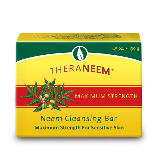 TheraNeem Neemöl-Reinigungsseife für empfindliche Haut – Körperwaschseife für Damen & Herren, mit Bio-Oliven-, Kokos-, Palm- und Jojobaölen, sanfte Reinigung, natürlicher Kräuterreiniger – 127 g