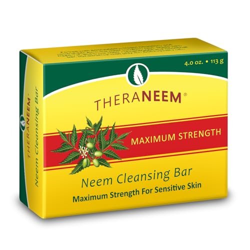 TheraNeem Neemöl-Reinigungsseife für empfindliche Haut – Körperwaschseife für Damen & Herren, mit Bio-Oliven-, Kokos-, Palm- und Jojobaölen, sanfte Reinigung, natürlicher Kräuterreiniger – 127 g