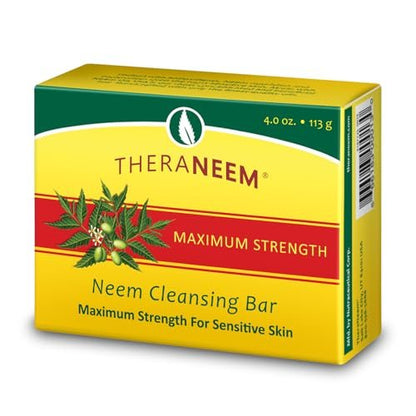 TheraNeem Neemöl-Reinigungsseife für empfindliche Haut – Körperwaschseife für Damen & Herren, mit Bio-Oliven-, Kokos-, Palm- und Jojobaölen, sanfte Reinigung, natürlicher Kräuterreiniger – 127 g