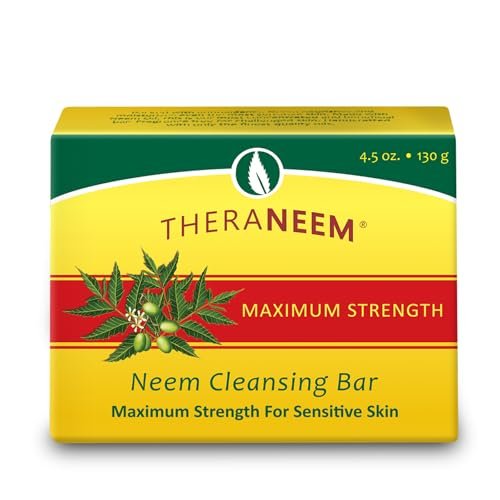 TheraNeem Neemöl-Reinigungsseife für empfindliche Haut – Körperwaschseife für Damen & Herren, mit Bio-Oliven-, Kokos-, Palm- und Jojobaölen, sanfte Reinigung, natürlicher Kräuterreiniger – 127 g