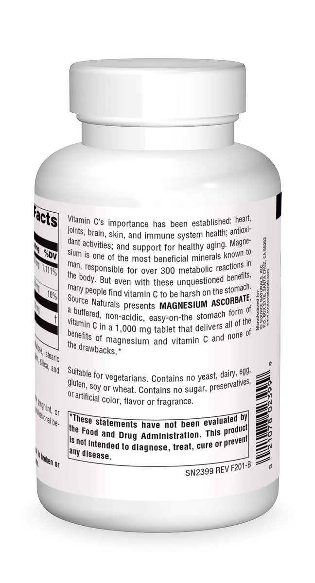 Source Naturals Magnesiumascorbat, sanftes nicht-saures Vitamin C*, 1000 mg – 120 Tabletten