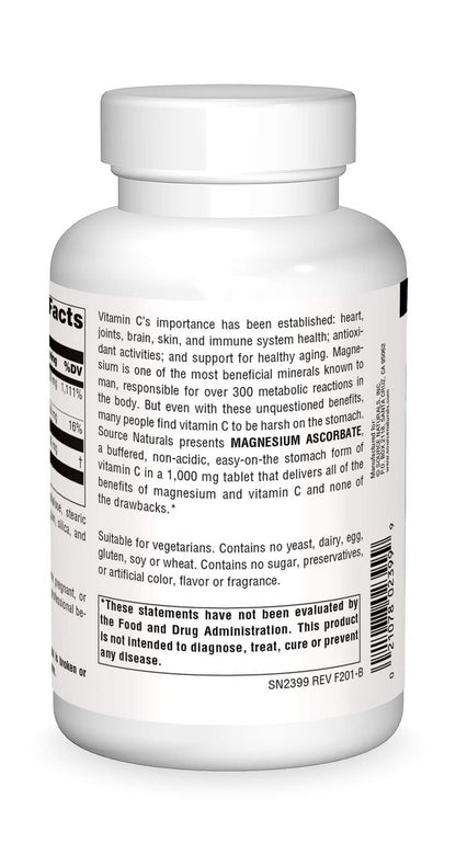 Source Naturals Magnesiumascorbat, sanftes nicht-saures Vitamin C*, 1000 mg – 120 Tabletten