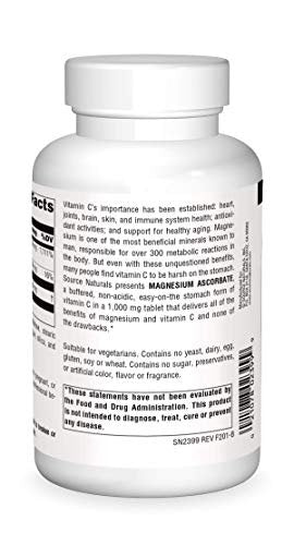 Source Naturals Magnesiumascorbat, sanftes nicht-saures Vitamin C*, 1000 mg – 120 Tabletten
