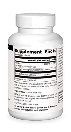 Source Naturals Magnesiumascorbat, sanftes nicht-saures Vitamin C*, 1000 mg – 120 Tabletten