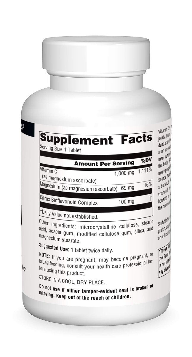 Source Naturals Magnesiumascorbat, sanftes nicht-saures Vitamin C*, 1000 mg – 120 Tabletten