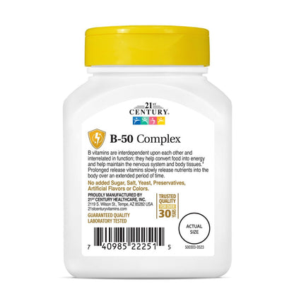 21st Century B 50 Komplex Tabletten mit verlängerter Wirkstofffreisetzung, 60 Stück (Packung mit 1)